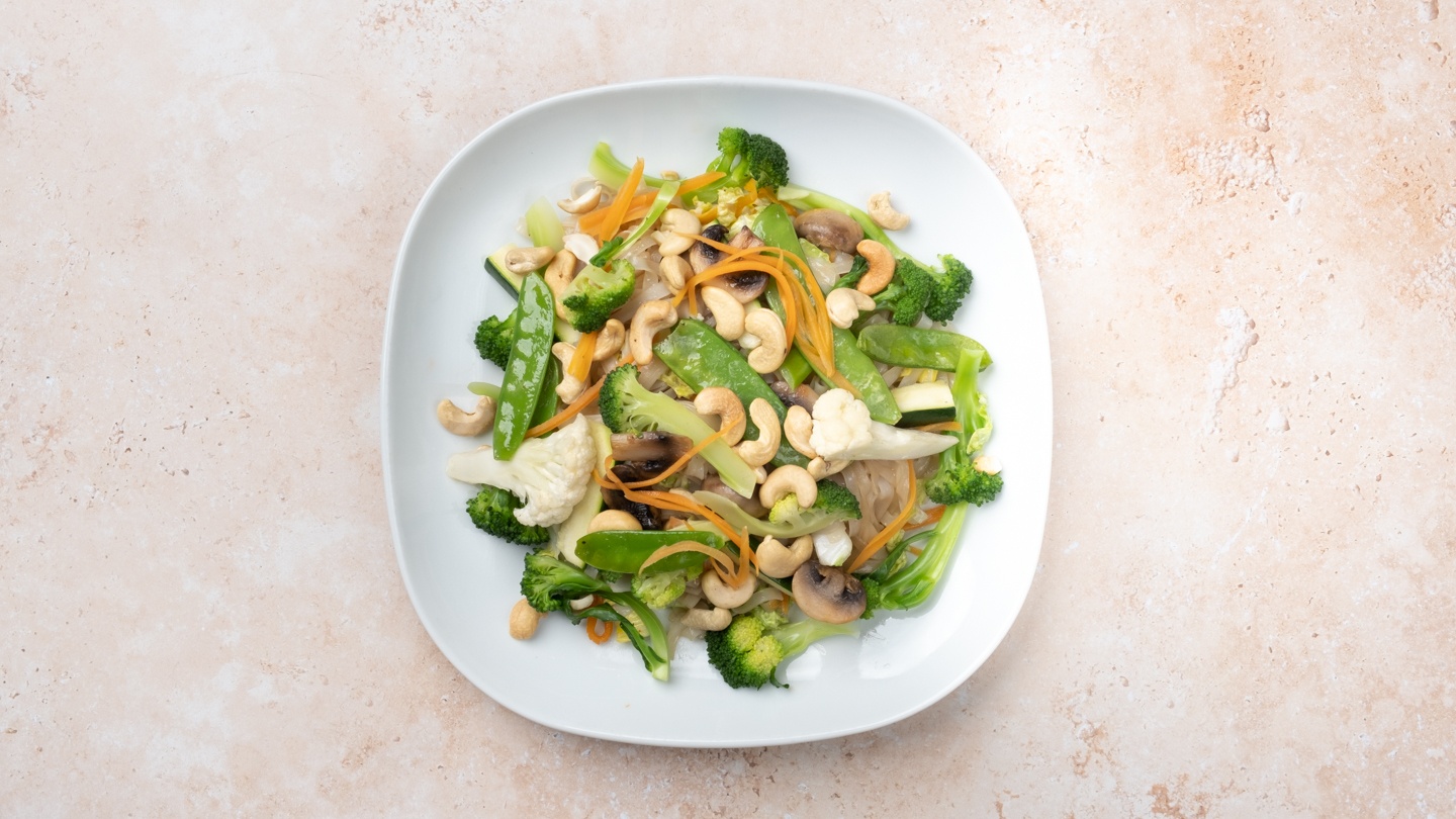 Vegetable Cashew Rice Noodle Wok